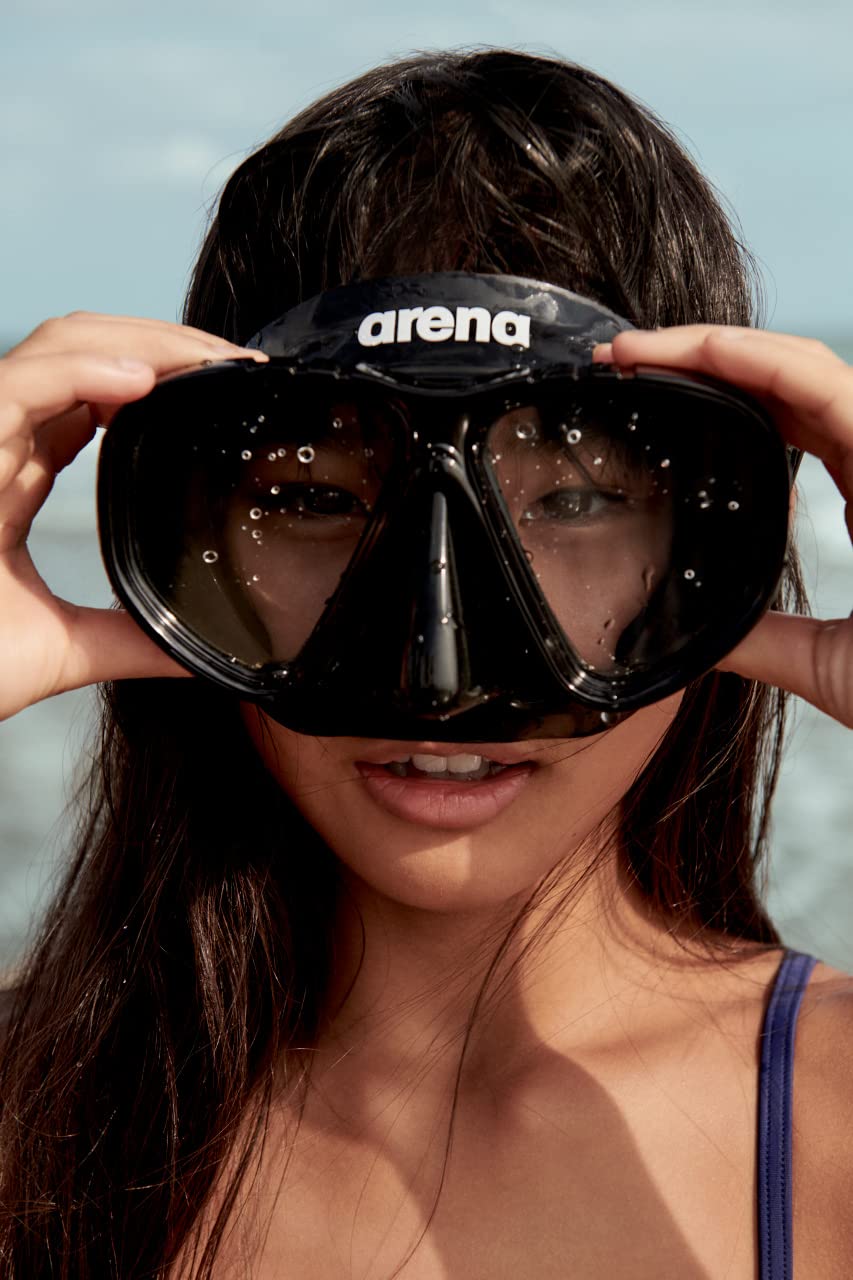 Arena Unisex Adult Premium Snorkeling Gear Set Tempered Double Lens Mask Large Strap, Black/Clear/Black - Image 5