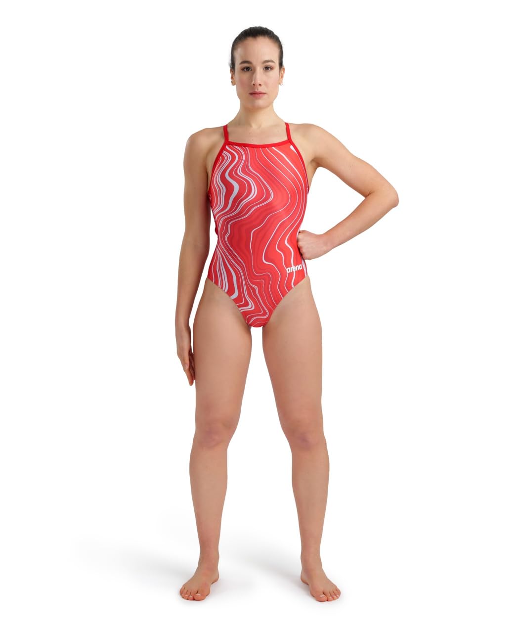 Arena Women's Performance Marbled Swimsuit Light Drop Back One Piece MaxLife Training Bathing Suit - Image 6